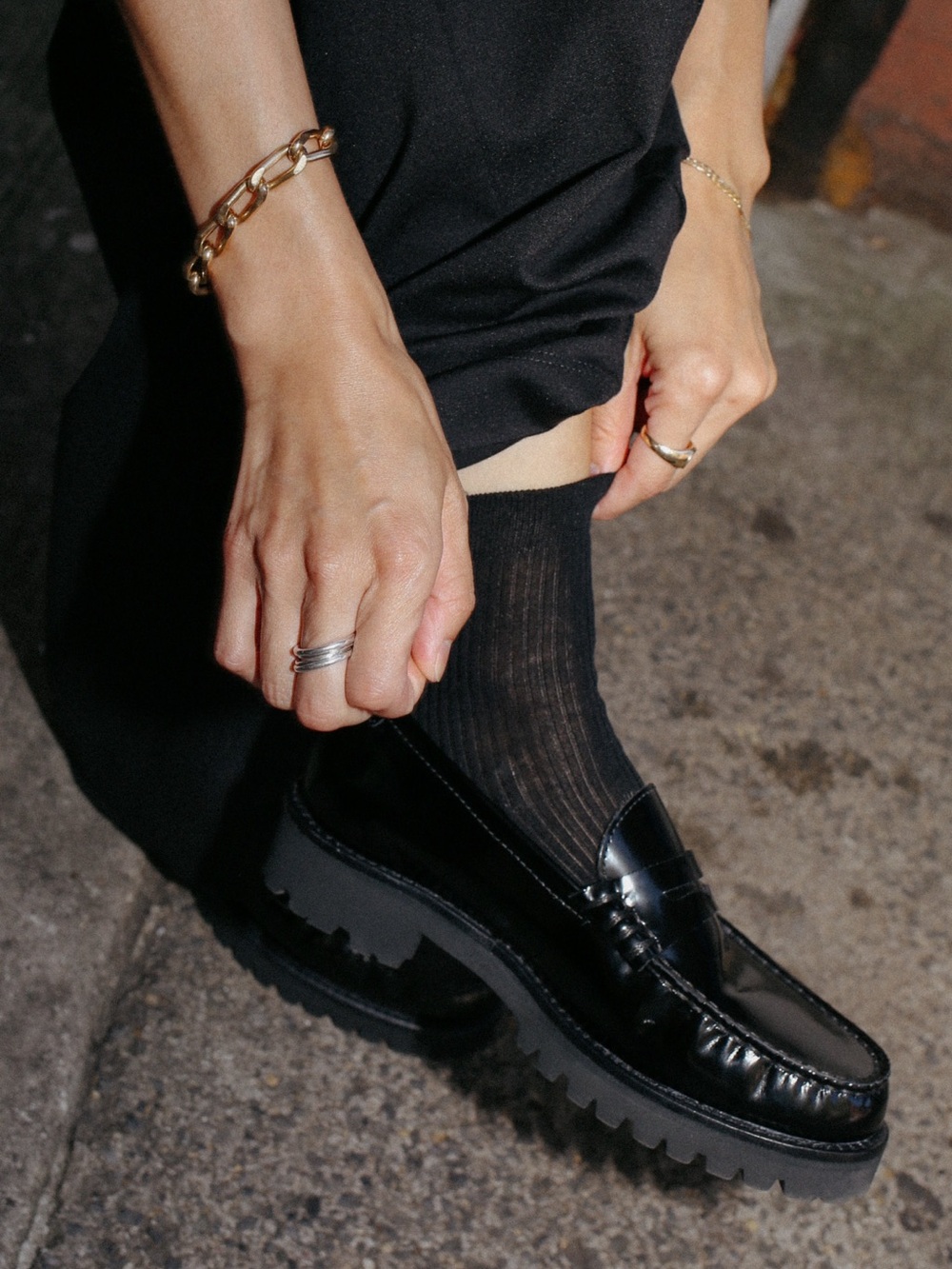 Margaux Louisa Penny Loafer in Black Leather - Picture 4 of 10